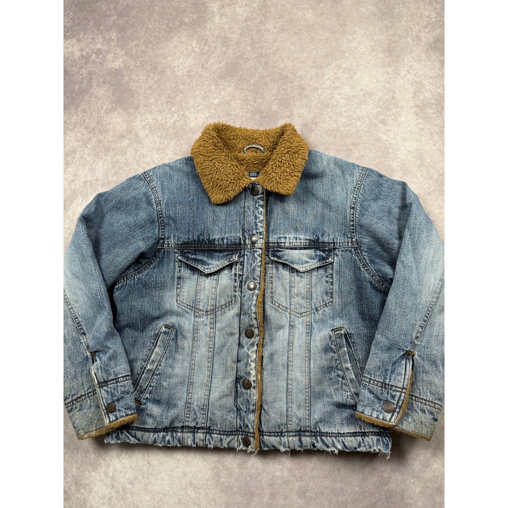 Wrangler Sherpa Lined Denim Jacket Women S Blue Jean Trucker Style‎ Outerwear